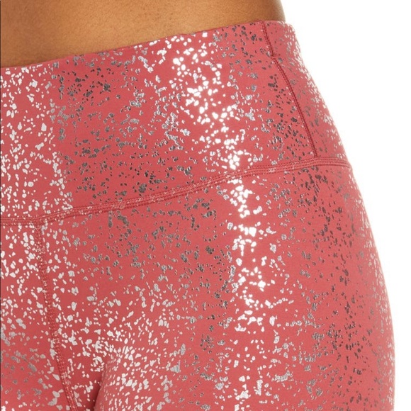 Sweaty Betty Goddess 7/8 Workout Leggings Pink Terrazzo Red High Waist NWT Shine - Picture 4 of 9